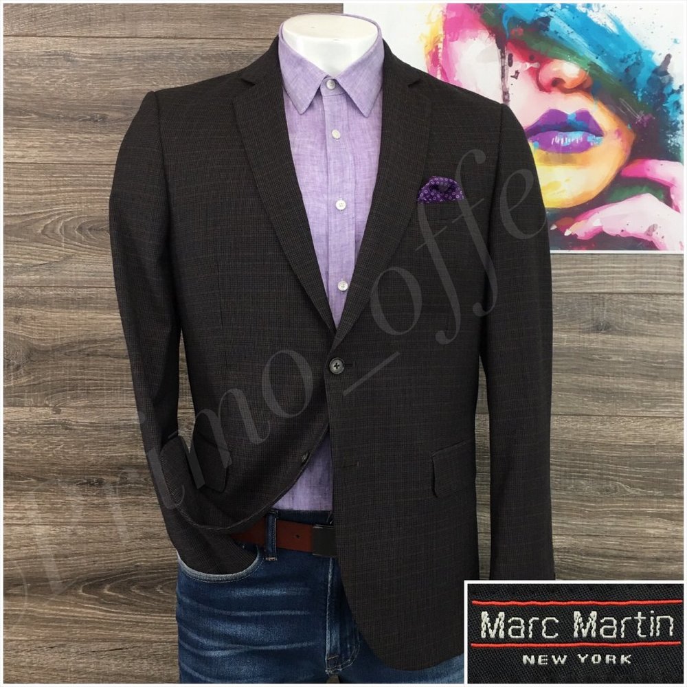 Marc Martin Mens Blazer Sport Coat Two Button Jacket Wool 44R Men Casual‎ Suits
